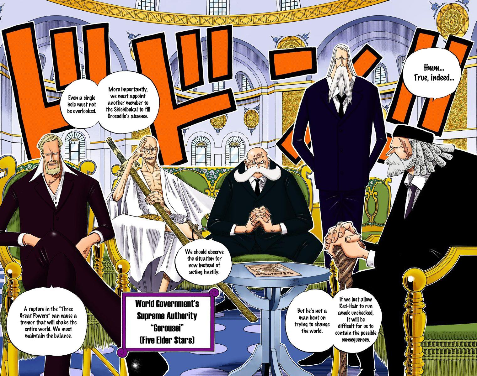 Лидеры Мирового Правительства “Пять старейших звезд”. One Piece. Глава 233.