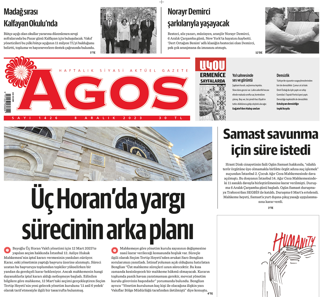 Титульный лист газеты «Агос» 